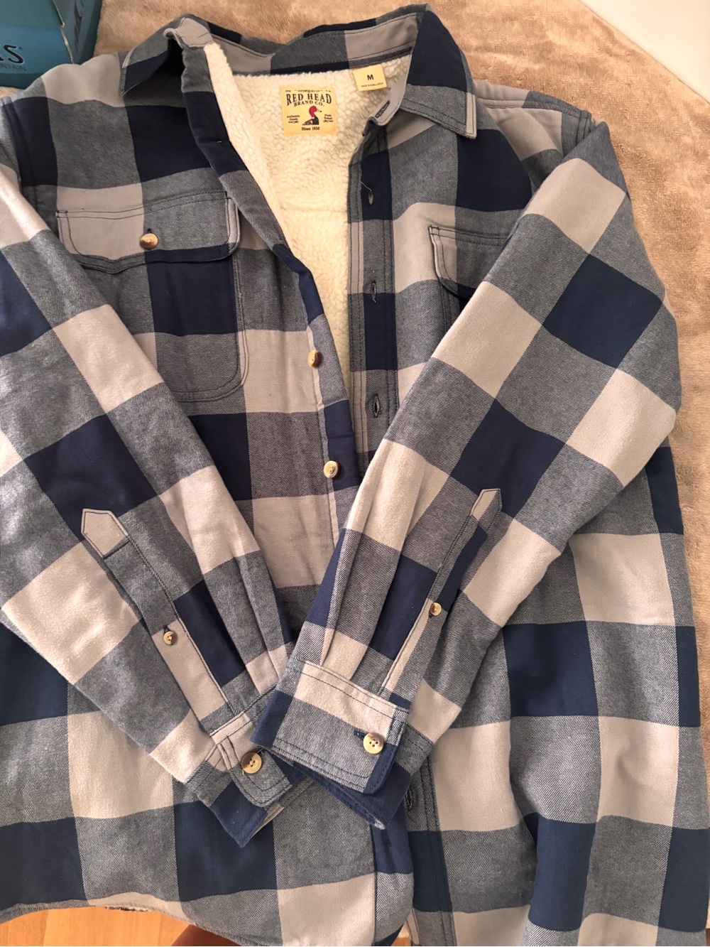 RedHead Boys' Navy & Gray Buffalo Plaid Sherpa-Lined Shirt Jacket